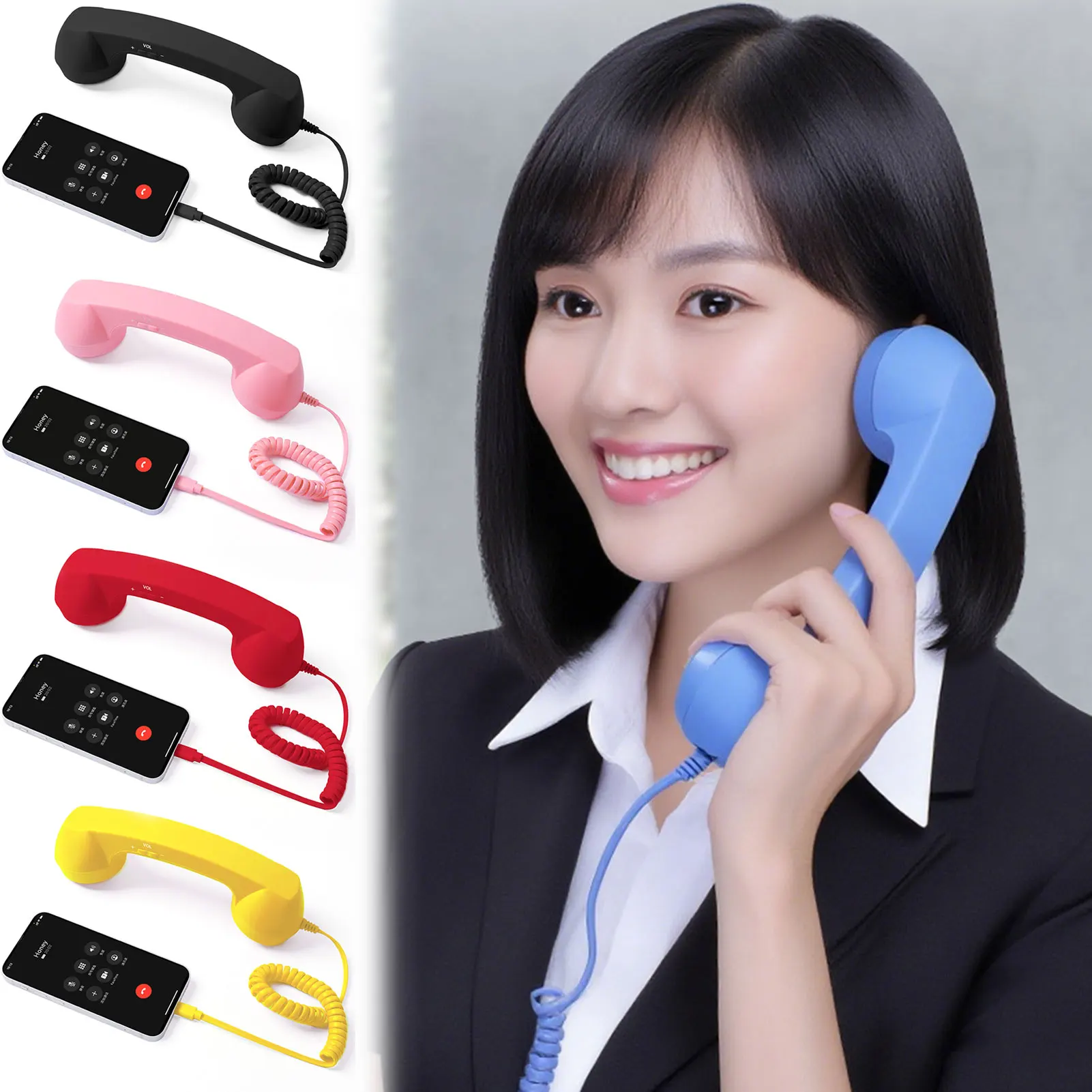 Com fio tipo-c chamadas mveis telefones receptor estilo antigo acessrio de chamada plug play chamadas claras fone de ouvido companheiro