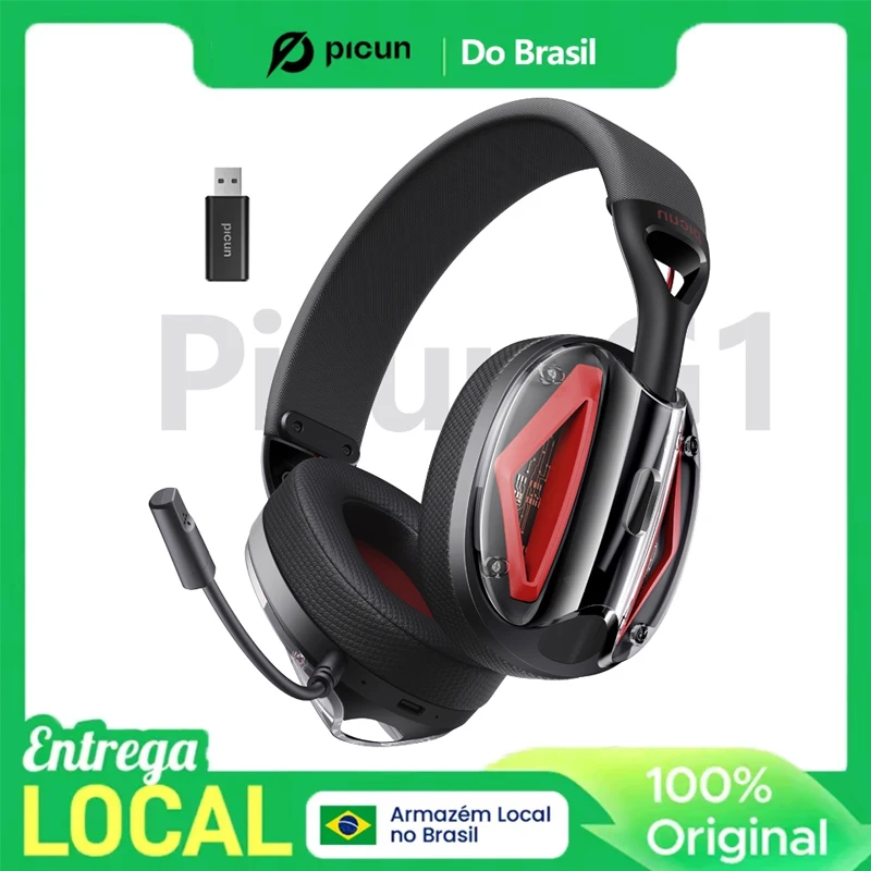 Picun g1 2.4ghz gaming sem fio fone de ouvido 3d surround som espacial áudio enc hd microfone fones para gamer leve ps5 pc telefone