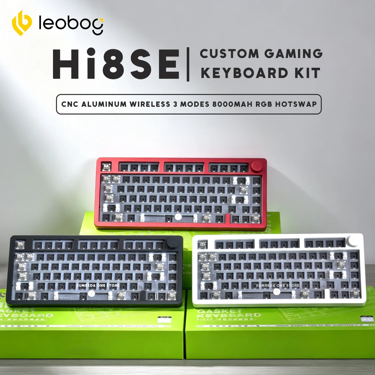 Kit de Teclado Mecânico Personalizado LEOBOG Hi8SE Hi75 Hi8 Sem Fio em Alumínio 80% Bluetooth com Conexão por Cabo RGB Hotswap para Gamers