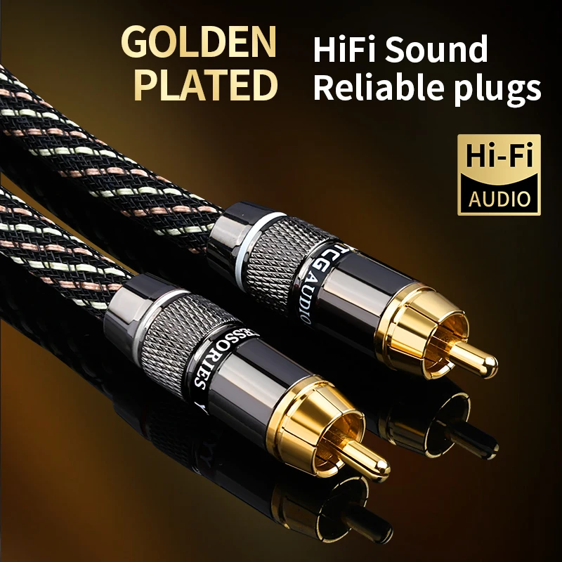 Cabo de áudio coaxial RCA HiFi YYTCG, cabo coaxial digital SPDIF de alta qualidade, com conectores RCA macho, para projetor de DVD, TV, colunas e amplificador.