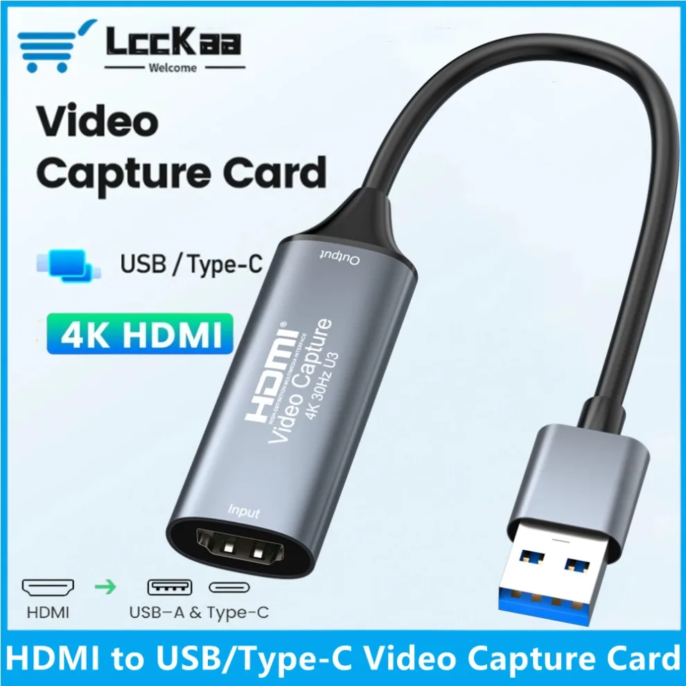 4k usb 3.0/tipo-c placa de captura de vídeo hdmi-compatível grabber gravador para ps4 jogo dvd filmadora câmera gravação streaming ao vivo