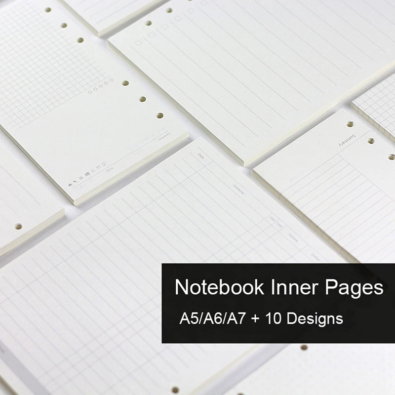45 folhas a5 a6a7 folha solta caderno recarga espiral pasta página interna semanal mensal para fazer linha ponto grade dentro de papel papelaria