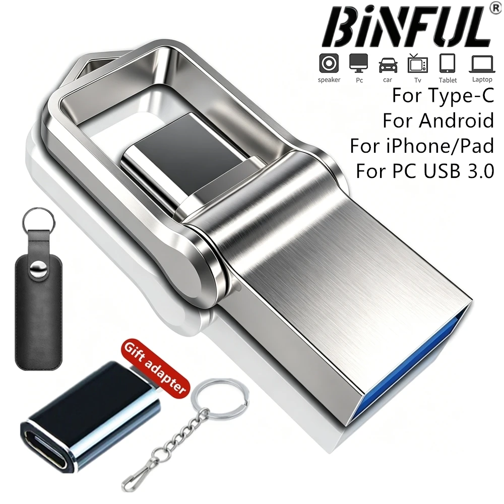 Mini Pen Drive OTG USB 3.0 Tipo C de 512GB para iPhone iPad 32G 128GB 256GB, Pendrive Samsung Android para Laptop e Celular