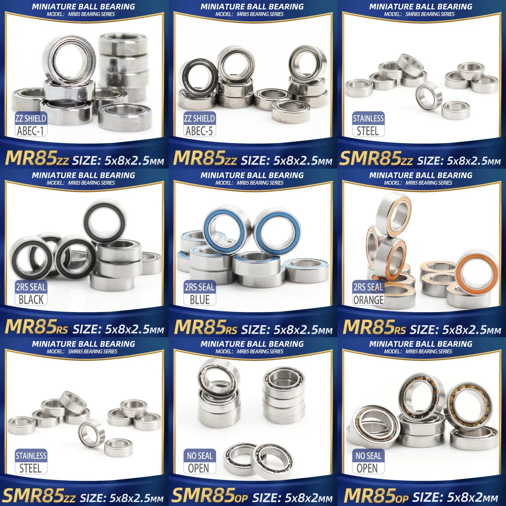 Fushi mr85 zz rolamento 5x8x2.5mm 10 peças mr85zz rs 2rs mr85 rolamentos de peça de mão aberta para placa de vídeo de alta velocidade para motor