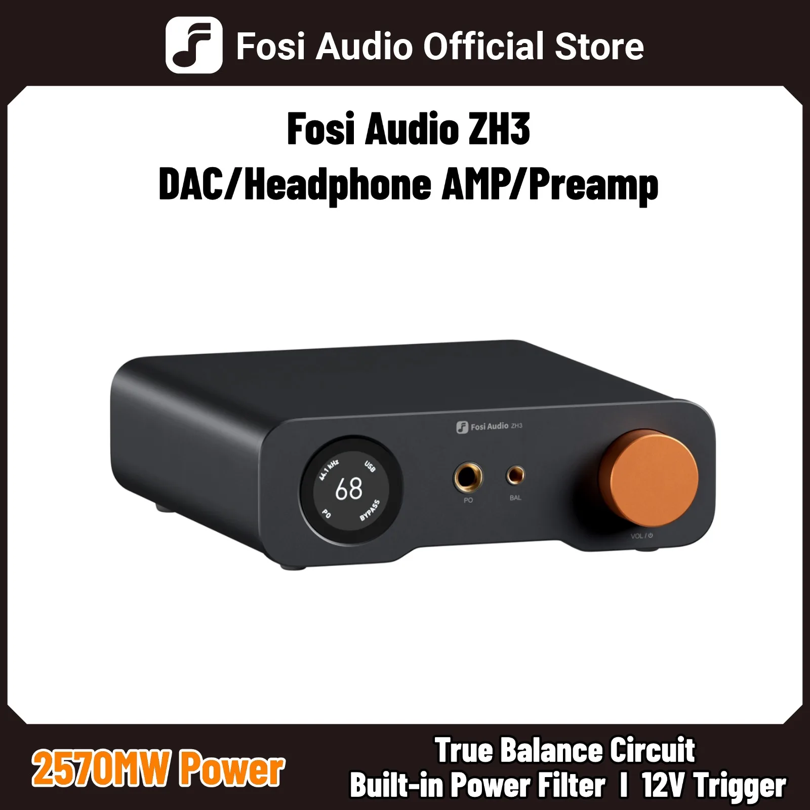 Amplificador de Fones de Ouvido HIFI Fosi Audio ZH3 AKM4493SEQ DAC de Mesa Pré-Amplificador Totalmente Balanceado com Controle Remoto Entrada de Gatilho 12V