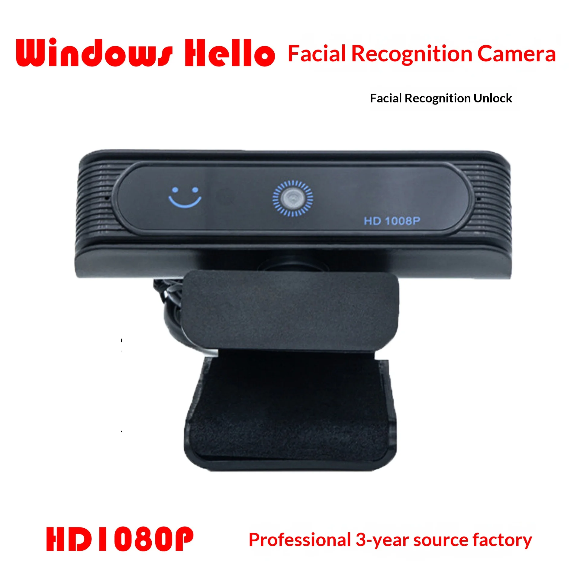 Webcam com Reconhecimento Facial Windows Hello, Câmera USB IR 1080P para Win11/10, Plug & Play, com Microfone, Obturador de Privacidade, Suporte para Monitor