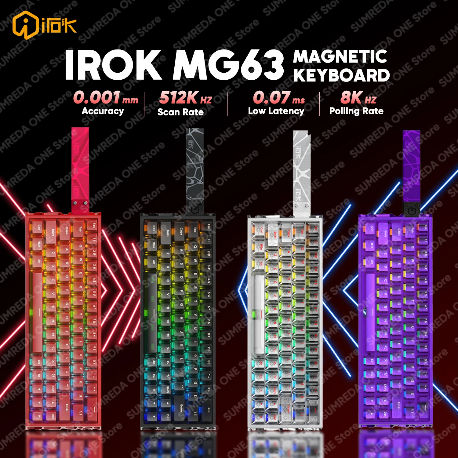 Teclado Mecânico Magnético Gamer IROK MG63 Holy60 de Alumínio Oco 60% com Gatilho Rápido 8K 0.07ms Hotswap com Fio