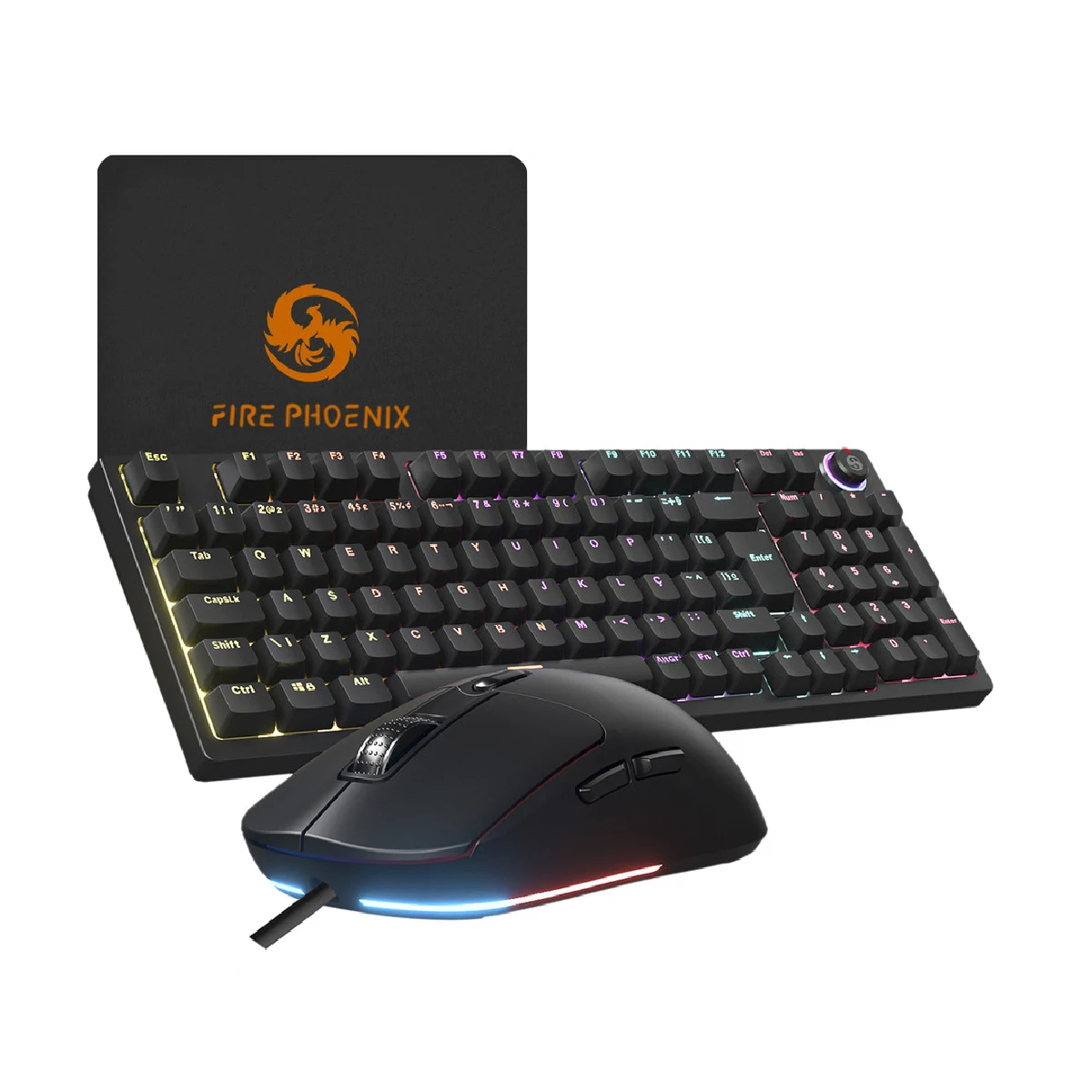Kit Teclado Mecânico E Mouse Gamer Rgb 7200 Dpi Switch Red Bk-08