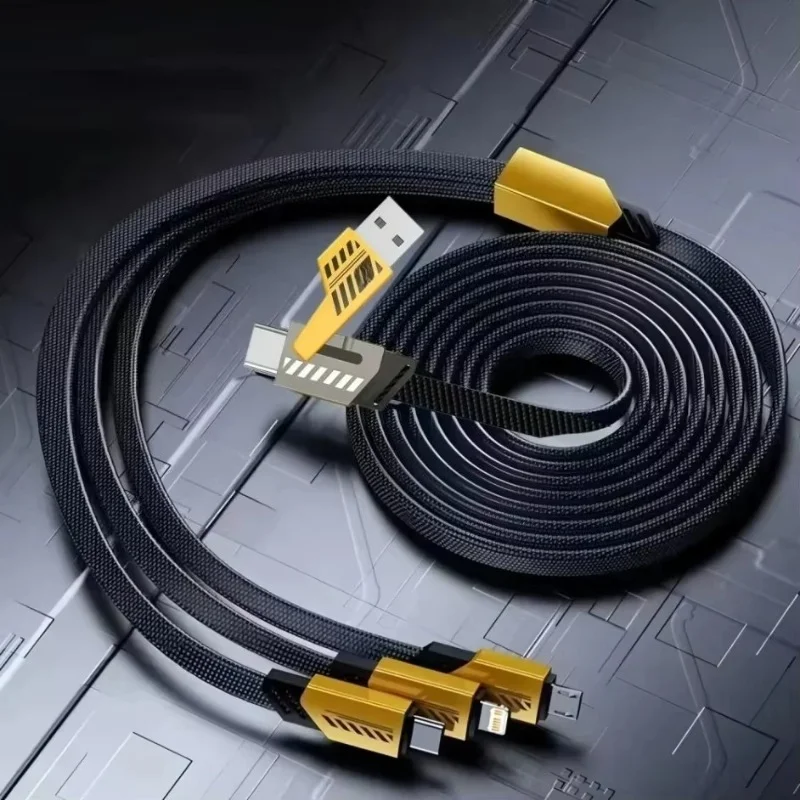 Cabo de carregamento com várias portas, revestido em nylon trançado, modelo 2 em 3, compatível com iPhone 16, Samsung e smartphones Xiaomi. Cabo de carregamento com várias portas, revestido em nylon trançado, modelo 2 em 3, compatível com iPhone 16, Samsung e smartphones Xiaomi.