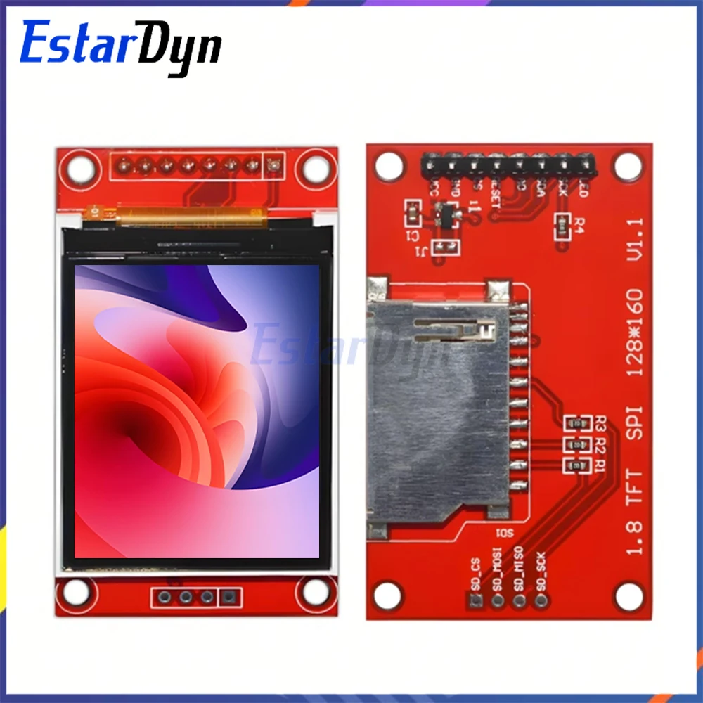 Display LCD TFT ST7735S de 1.8" 128x160 SPI 3.3V/5V para Raspberry Pi ESP32 MicroPython Casa Inteligente IoT