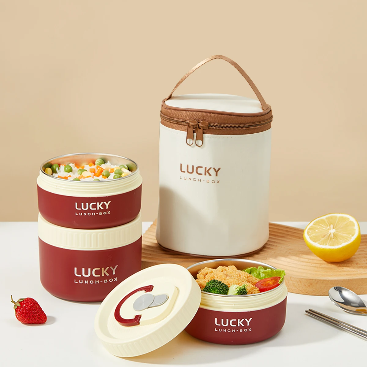WORTHBUY Selados Lunch Box 304 Aço Inoxidável Isolados Bento Box Portátil Leak Proof Thermal Food Container Microondas Sopa Jar