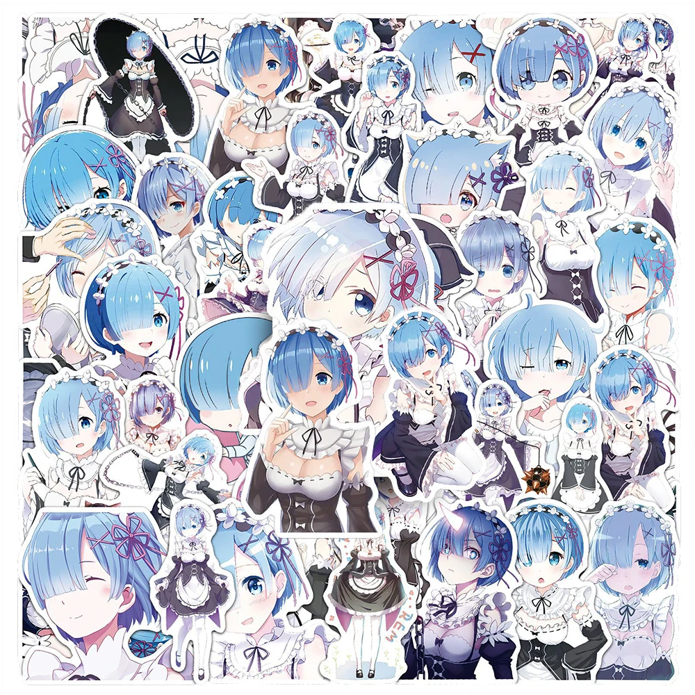 10/30/51 pçs re: a vida em um mundo diferente do zero anime adesivos bonito rem dos desenhos animados adesivo notebook telefone portátil decalques embalagem 10/30/51 pçs re: a vida em um mundo diferente do zero anime adesivos bonito rem dos desenhos animados adesivo notebook telefone portátil decalques embalagem