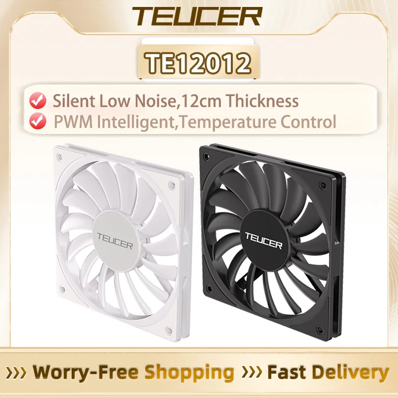 Teucer te12012 ventilador silencioso regulação de velocidade inteligente S-FDB rolamento design de lâmina de arco de 15 lâminas para radiador refrigerado a ar