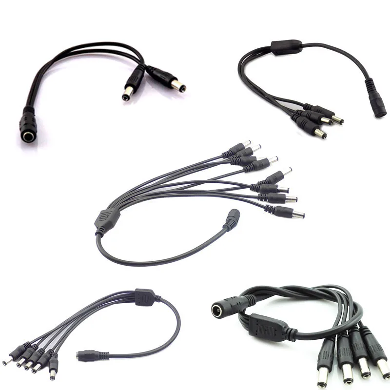Fonte de alimentação 12v dc, 1 fêmea para 2 3 4 5 8 macho, divisor de maneira, cabo de extensão, conector 5.5*2.1mm para luz de tira led
