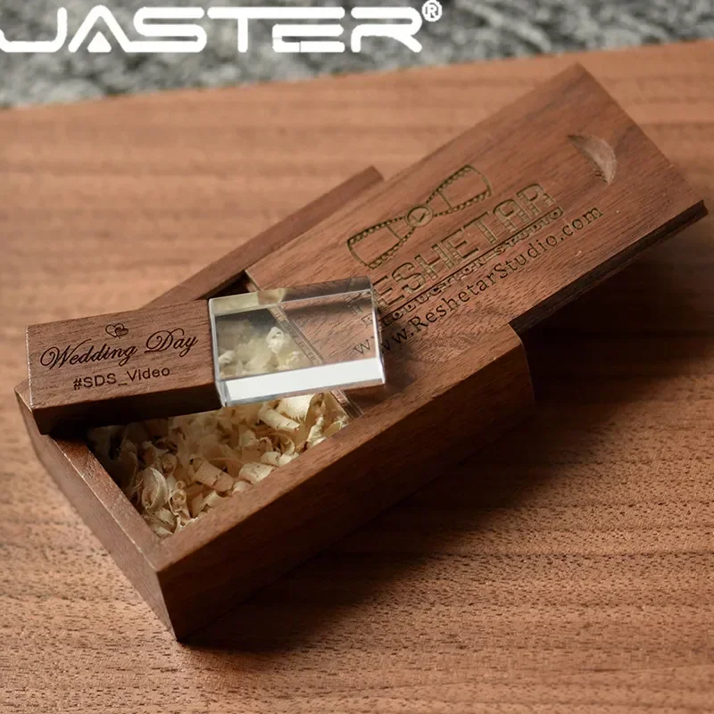 Jaster crystal plus push-pull box maple usb flash drive 16gb 32gb 64gb 128gb logotipo personalizado gratuito pen drive presentes de negócios criativos