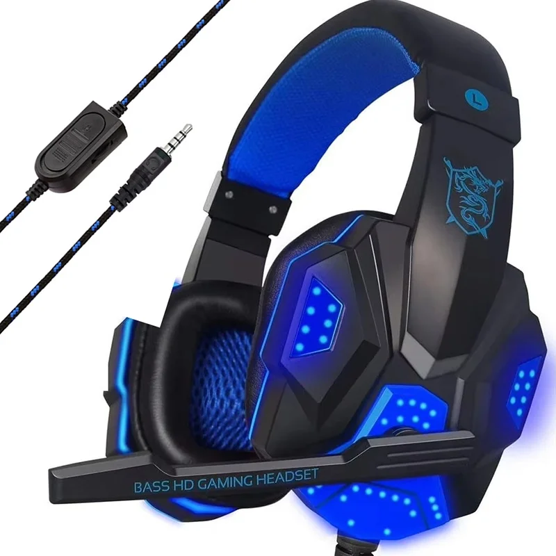 Fone de Ouvido com Fio de 3.5mm para Jogos 120 ° Fone de Ouvido Gamer Ajustável com Microfone com Cancelamento de Ruído para PS4/PS5/Xbox/Smartphone/PC