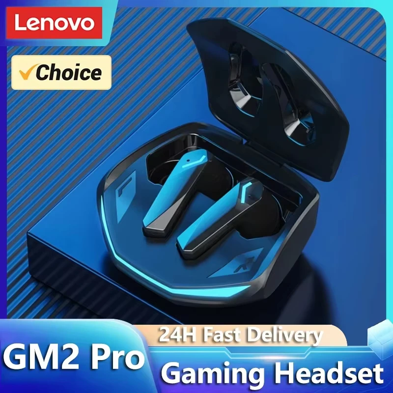 Fones de Ouvido Sem Fio Lenovo GM2 Pro TWS, Compatíveis com Bluetooth 5.4, Headset Esportivo à Prova d'Água com Microfone e Longa Duração