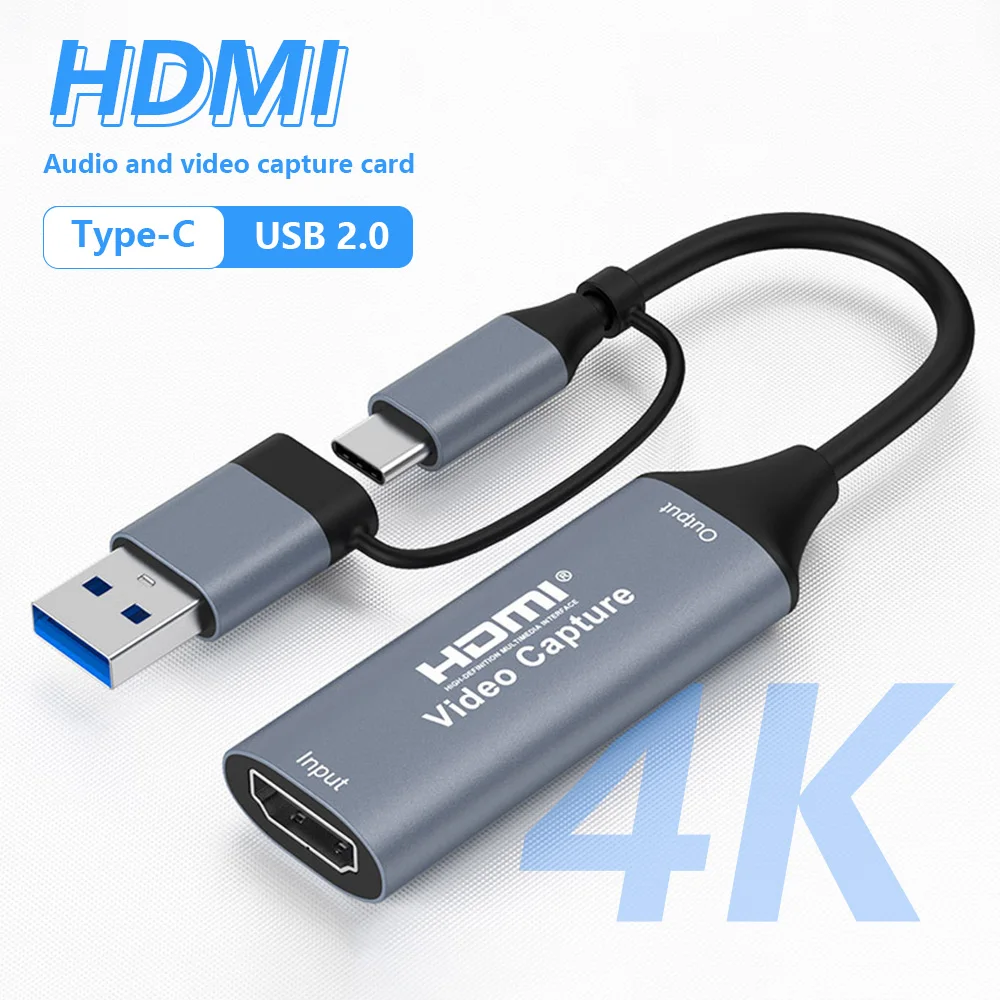 4k 2 em 1 usb 2.0 placa de captura de vídeo usb/tipo-c para hdmi 1080p jogo gravador ao vivo para ps4 ps5 switch xbox windows mac ipad 4k 2 em 1 usb 2.0 placa de captura de vídeo usb/tipo-c para hdmi 1080p jogo gravador ao vivo para ps4 ps5 switch xbox windows mac ipad