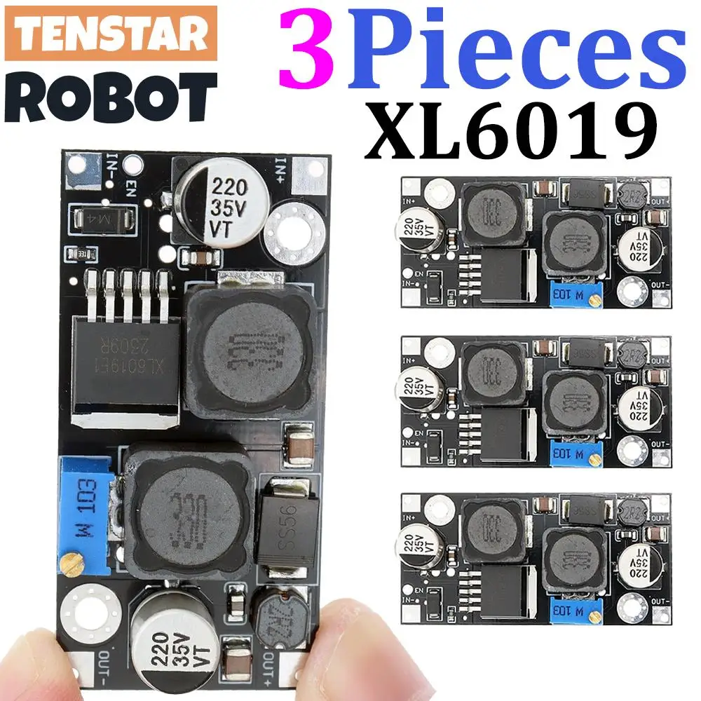 Tenstar 3pcs xl6019 (atualização xl6009) 20w 5-32v a 1.3-35v módulo de fonte de alimentação ajustável dc step-up automático