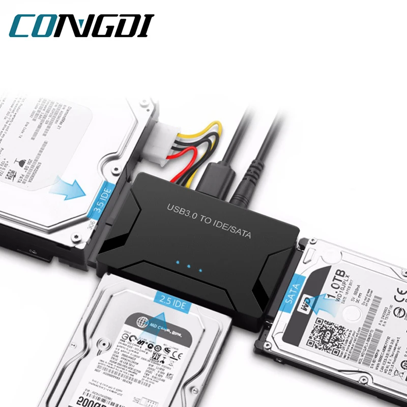 Cabo conversor adaptador de disco rígido usb 3.0 para sata ide para 3.5 2.5 polegadas hdd/ssd cd dvd rom CD-RW 3 em 1 adaptador ide sata