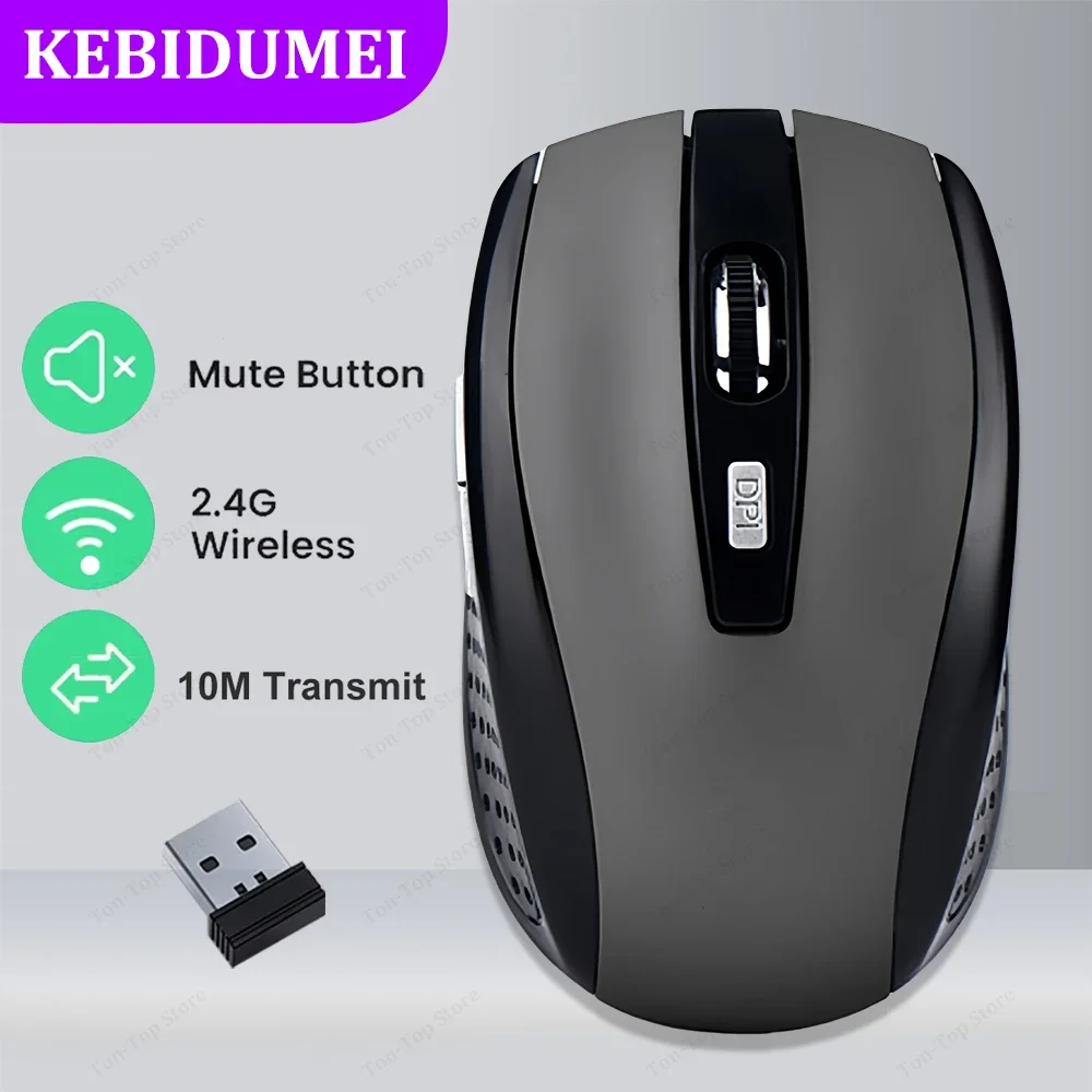 Mouse gamer sem fio 2.4g, mouse ergonômico com 6 botões, 800-1200-1600 dpi, mouse óptico de escritório para pc, laptop, macbook