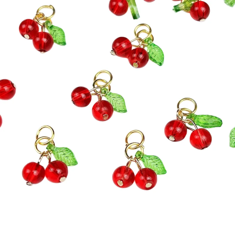 Atacado de Pingentes de Vidro em Formato de Cereja, Acessórios Decorativos para Brincos, Chaveiros, Bolsas, Celulares e Joias DIY Atacado de Pingentes de Vidro em Formato de Cereja, Acessórios Decorativos para Brincos, Chaveiros, Bolsas, Celulares e Joias DIY