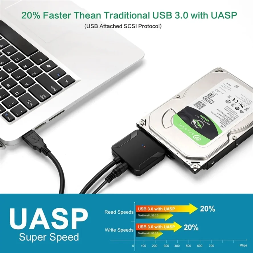 Cabo adaptador sata para usb 3.0 para 2.5 "3.5" Polegada ssd hdd sata iii conversor de disco rígido suporte uasp com adaptador de alimentação 12v