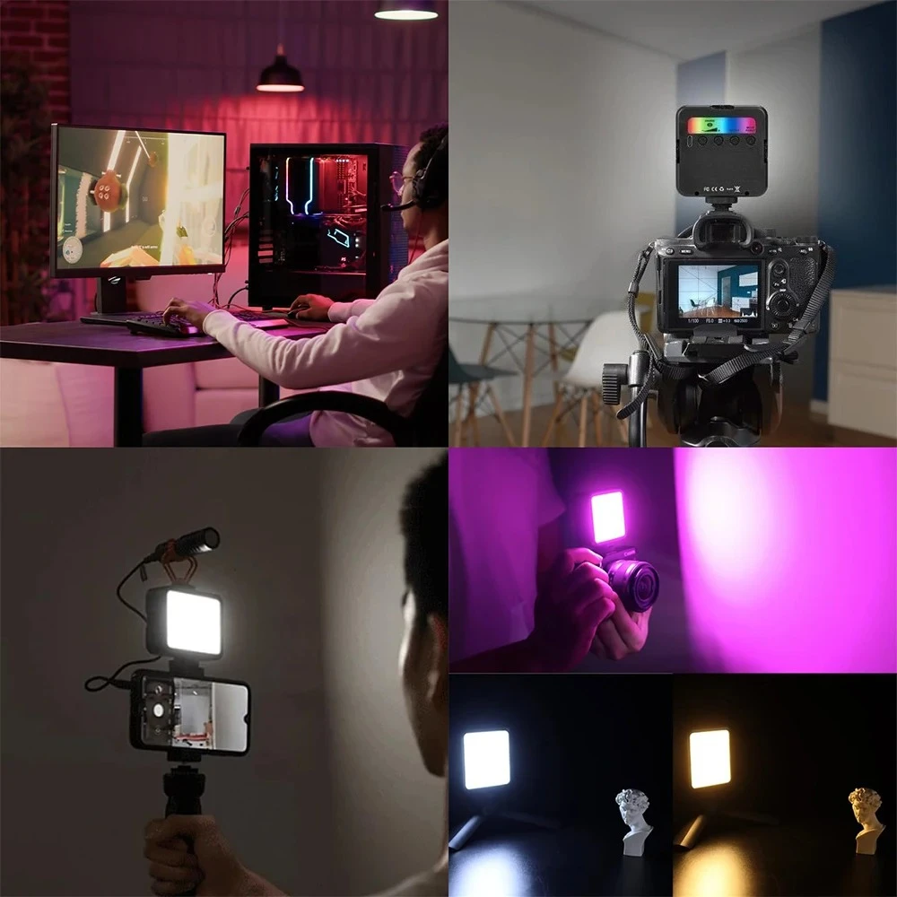 Luz de Preenchimento RGB Portátil, Luz LED Mini para Vídeo, Luz de Preenchimento para Câmera, Smartphone, GoPro, Laptop, Lâmpada RGB Ajustável Luz de Preenchimento RGB Portátil, Luz LED Mini para Vídeo, Luz de Preenchimento para Câmera, Smartphone, GoPro, Laptop, Lâmpada RGB Ajustável