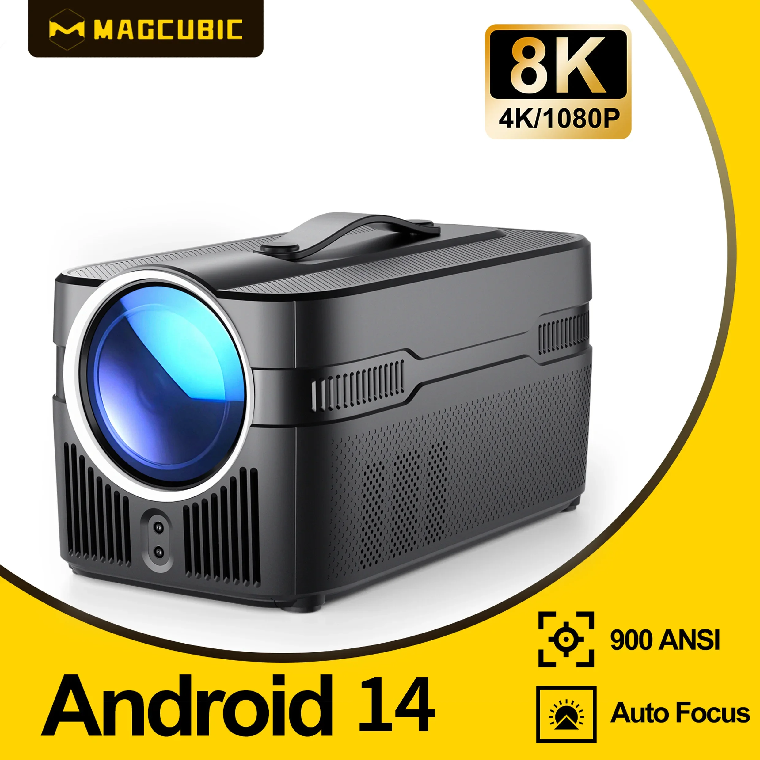 Projetor Magcubic 900ANSI HY450 C com Foco Automático 8K 1080P Ultra Curta Distância Allwinner H726 BT5.4 Auto Offset Home Theater com Controle por Voz