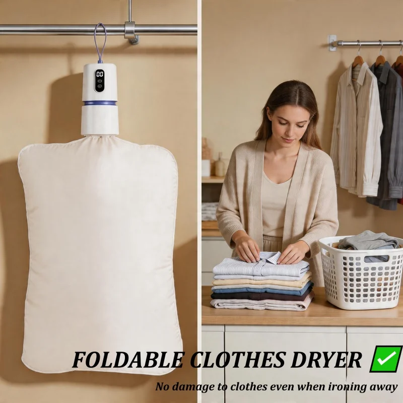 Secador de Roupas Dobrável, Secador Elétrico Portátil, Secagem Rápida para Roupas Íntimas, Uso em Viagens, Secadores de Sapatos Pequenos e Silenciosos
