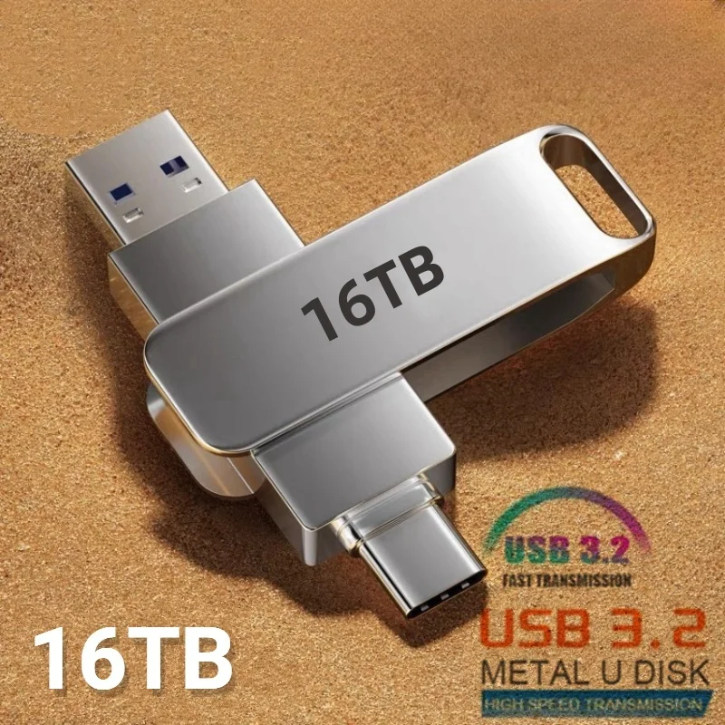 16TB Flash Drive Usb 3.2 Super Alta Velocidade Transferência de Metal U Disk Pen Drive À Prova D 'Água Tipo C Disco SSD USB Drive Disk