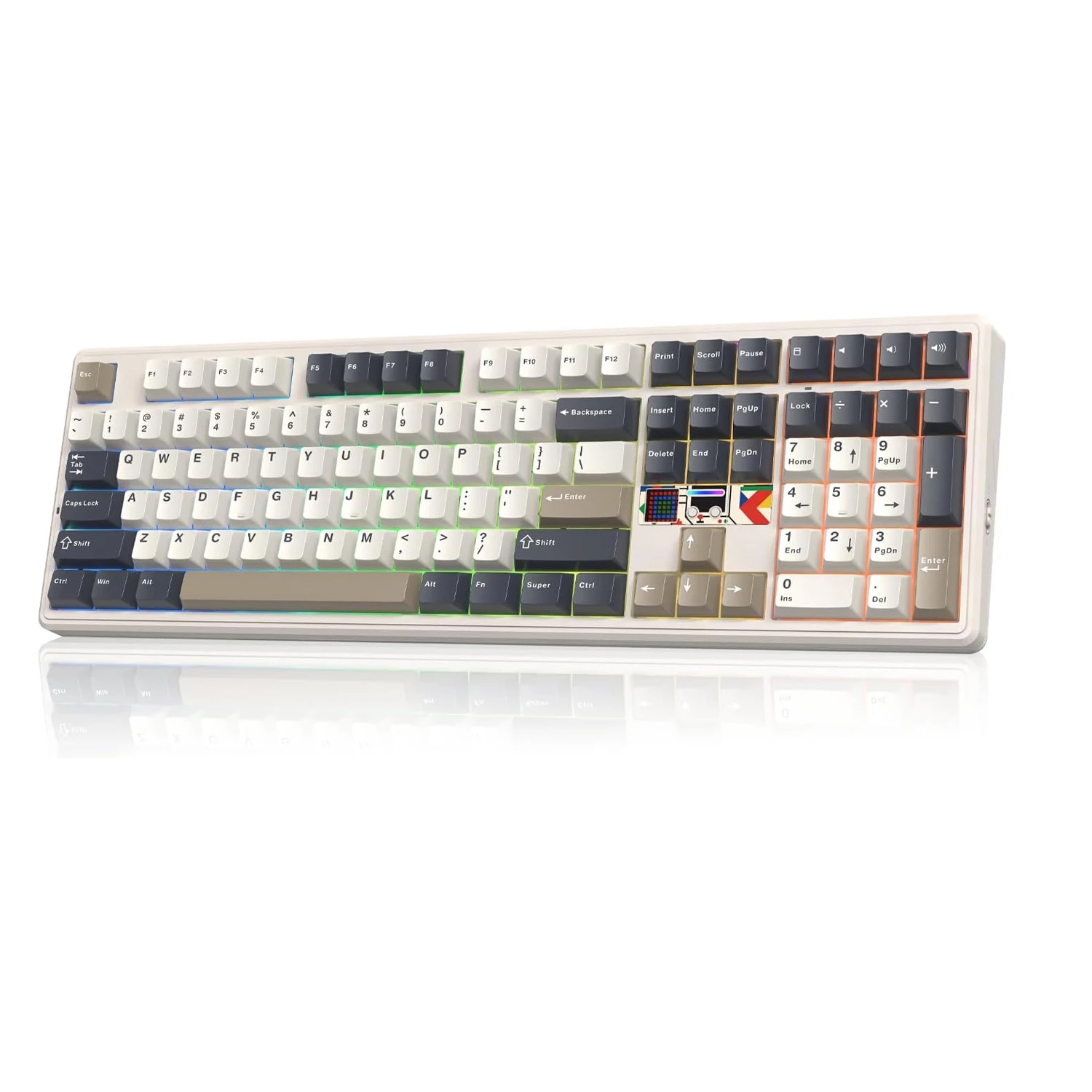 Teclado Gamer Sem Fio Aula F108 PRO V2 com Bateria de 10000mAh, Display Dot-Matrix, Retroiluminação RGB, Teclado Mecânico de Tamanho Completo