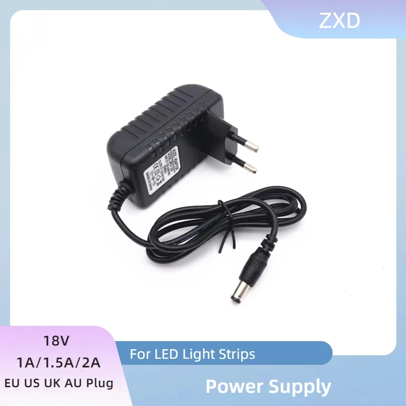 1 peça 18v 1a 1.5a 2a ac 100v-240v conversor adaptador dc 18v 2a 2000ma fonte de alimentação ue eua reino unido au plug 5.5mm x 2.1-2.5mm