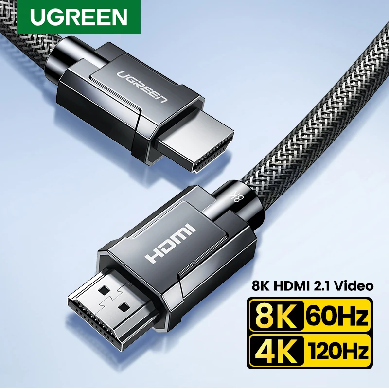 Ugreen Cabo HDMI 2.1 8K 60Hz 48Gbps Ultra Alta Velocidade, eARC, HDR10+, Dolby Vision, Compatível com PS5, PS4, Xbox Series X/S, TV 8K, Monitor, Projetor, Xiaomi Mi Box, Notebook, Cabo para Jogos e Home Theater