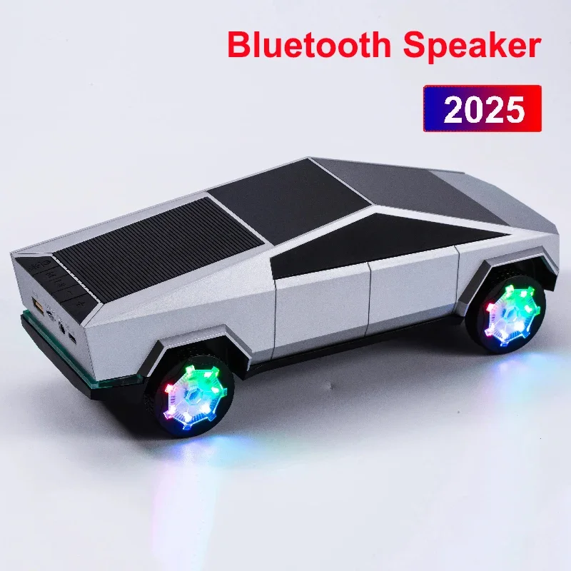 Modelo de Carro Cybertruck 2026, Caixa de Som Bluetooth Sem Fio, Som Estéreo, Woofer de Baixo, Música Hifi, USB, TF, AUX, FM, BT, RGB, Presente de Brinquedo