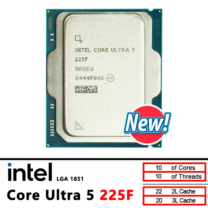 Processador Intel Core Ultra 5 225F CPU 2,7 GHz 10 núcleos 10 threads LGA 1851 Novo, mas sem cooler