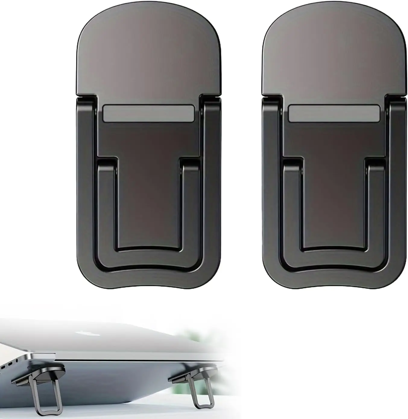 Conjunto com 2 Suportes Ajustáveis para Laptop, Dobráveis, com Altura em Duas Posições, Suporte Elevado Portátil para Notebook para Casa e Escritório