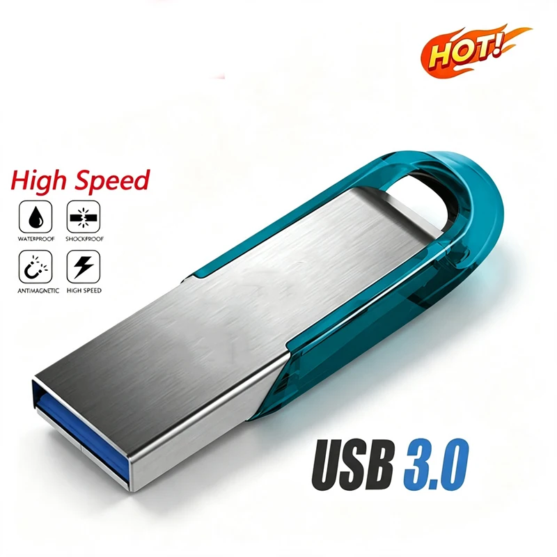 Pen Drives USB 3.0 de Metal de Alta Velocidade 512GB, Disco Flash, Memória USB à Prova d'Água para Telefone e Computador