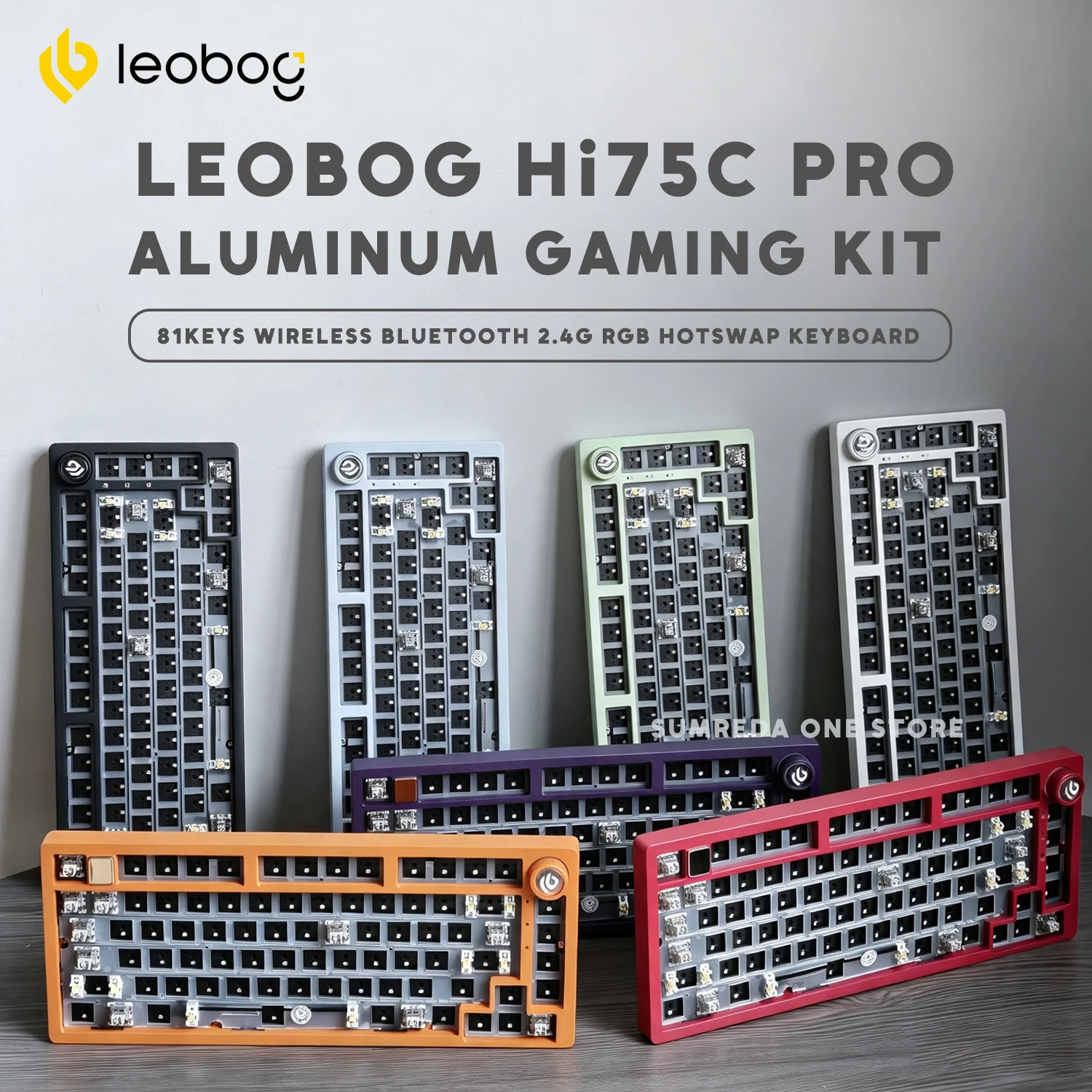 Leobog hi75c kit de teclado mecânico sem fio de alumínio para jogos hi75 hi75c pro 81 teclas bluetooth 2.4g com fio teclado gamer hotswap
