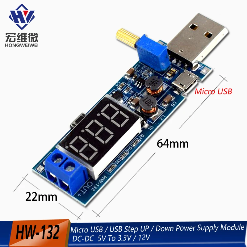 Boost buck conversor micro usb step up/down módulo de fonte de alimentação DC-DC 5v a 3.3v/12v saída ajustável dc 1.2v-24v