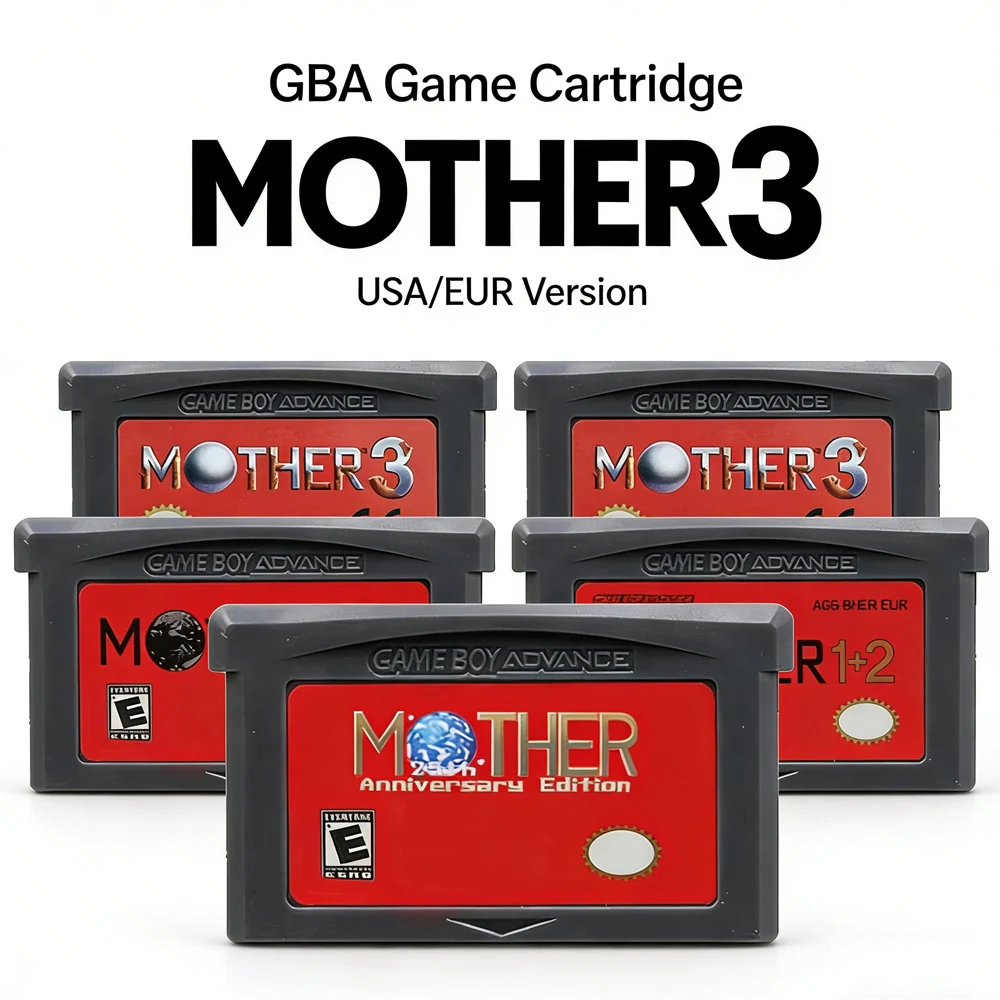Cartucho de Jogo GBA Série Mother 32-Bit para Console de Videogame, Cartão Mother 1 2 3, Versão EUA/EUR, Carcaça Cinza para GBA NDS