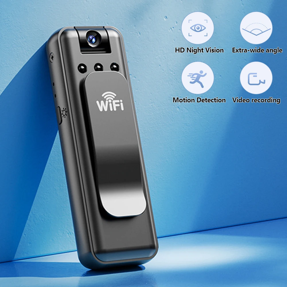 Câmera Mini HD Portátil, Gravador de Vídeo Digital Pequeno, Câmera Corporal com Visão Noturna Infravermelha