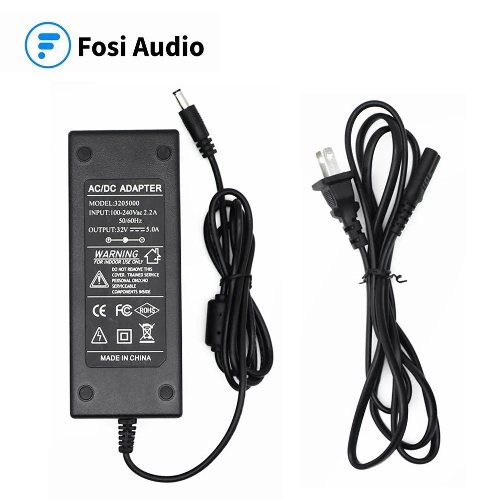 Fosi áudio 32v 5a dc fonte de alimentação carregador amplificador de home theater adaptador de alimentação para amplificador de potência de áudio digital entrada 100-240v