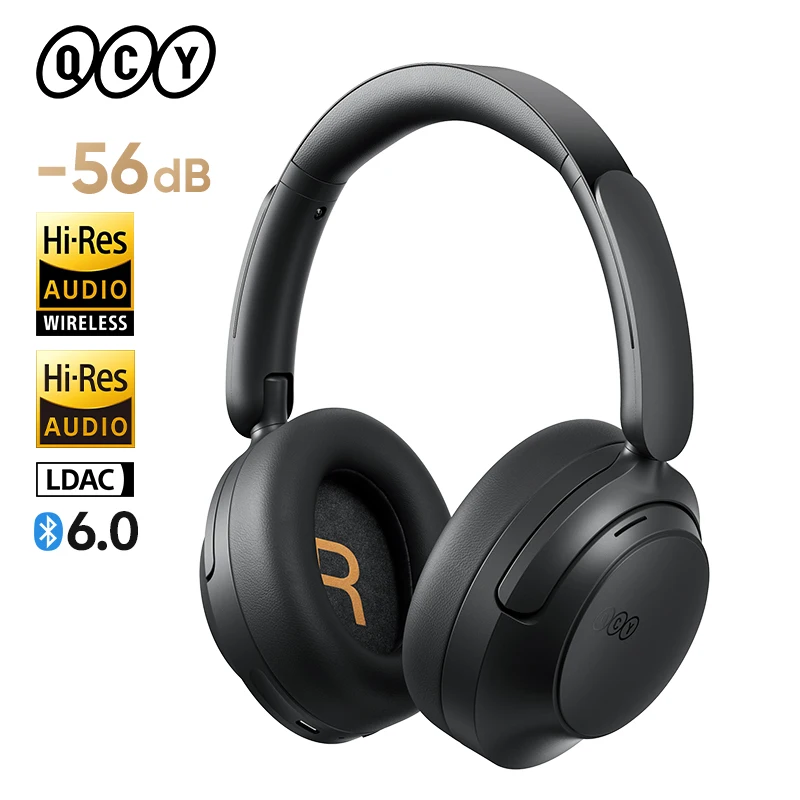Fone de Ouvido QCY H3S com ANC Adaptativo de -56dB, Som Espacial Hi-Res LDAC, Fone Sem Fio Bluetooth 6.0, Driver Duplo, 102H de Bateria