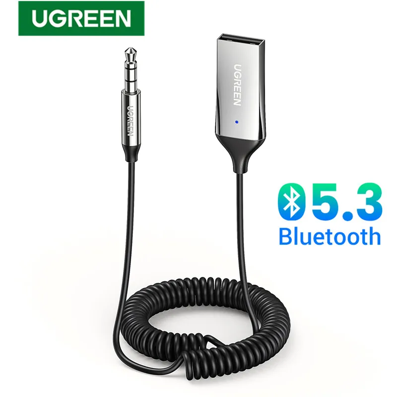 UGREEN-Receptor De Áudio Bluetooth Sem Fio, Adaptador De Carro, USB para 3.5mm Jack, Mãos Livras De Microfone, Bluetooth 5.3, Acessórios De Carro UGREEN-Receptor De Áudio Bluetooth Sem Fio, Adaptador De Carro, USB para 3.5mm Jack, Mãos Livras De Microfone, Bluetooth 5.3, Acessórios De Carro