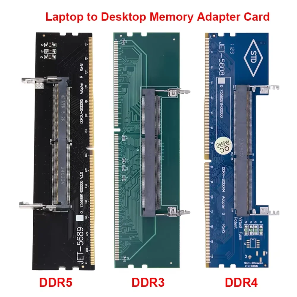 Adaptador de Memória para Laptop para Desktop DDR3 DDR4 DDR5, Cartão SO-DIMM para PC DIMM, Conector de Memória Mini Stick RAM