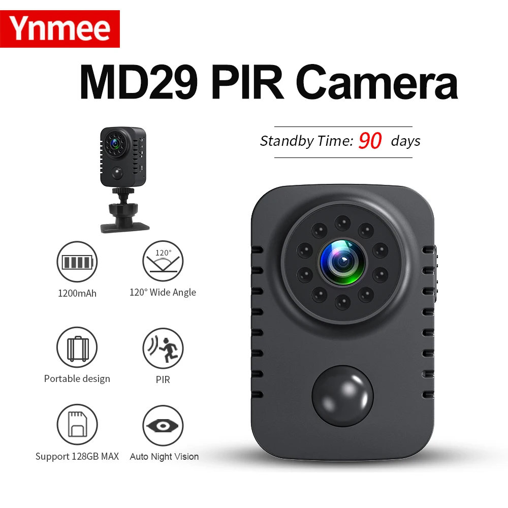 Md29 hd mini câmera corporal 1080p câmeras de bolso de segurança movimento ativado pequena babá cam para carros em espera espia webcam 8h trabalhando