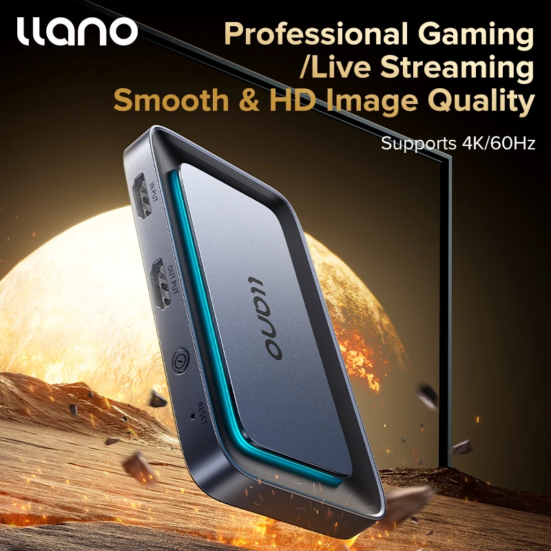 Llano Professional HDMI Live Stream Switcher 4K 60HZ Placa de captura de vídeo para streaming de podcasting compatível com PS5 Xbox Phone Llano Professional HDMI Live Stream Switcher 4K 60HZ Placa de captura de vídeo para streaming de podcasting compatível com PS5 Xbox Phone