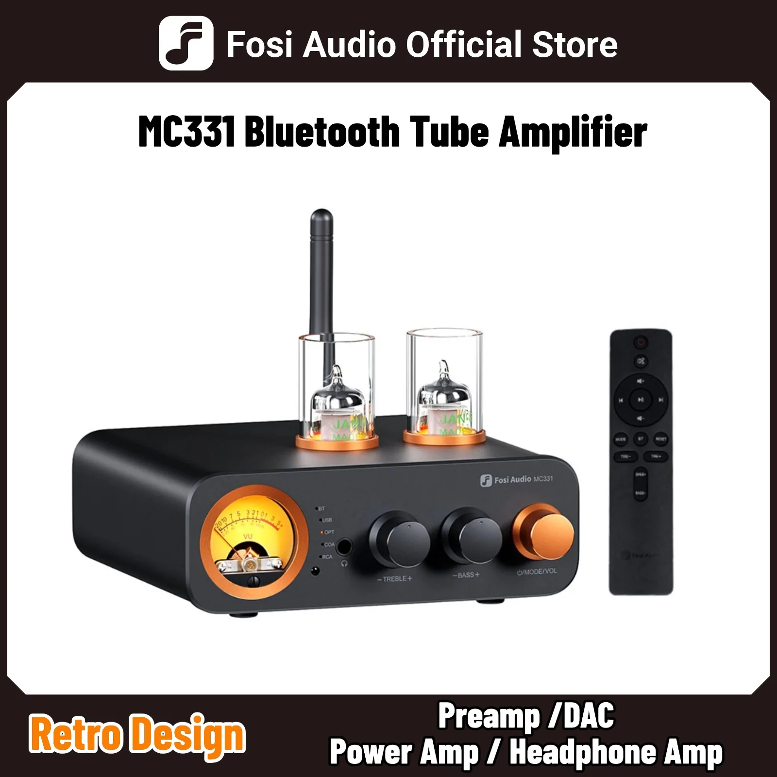 Amplificador de Áudio Integrado Fosi Audio MC331 2.0 Canais Bluetooth Estéreo, Mini DAC Tudo-em-Um para Caixa de Som Passiva Amplificador de Áudio Integrado Fosi Audio MC331 2.0 Canais Bluetooth Estéreo, Mini DAC Tudo-em-Um para Caixa de Som Passiva