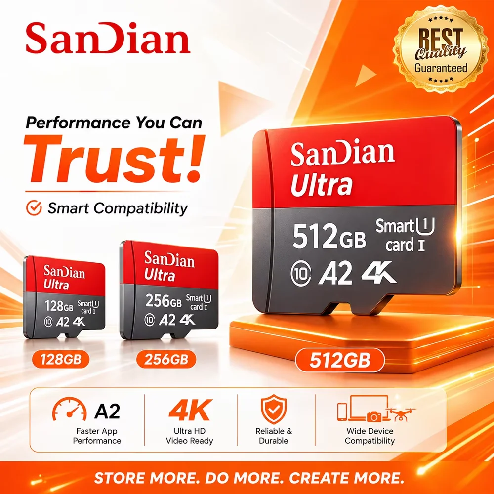 Cartão de Memória de Alta Velocidade UHS-I U3 V30 A2 64GB 128GB 256GB Micro SD TF para Smartphones, Tablets, Drones, Câmeras, Vídeo 4K UHD